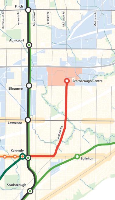 Scarborough Transit Expansion Optimized Transit Network Subway Work currently underway Alignment of an express subway extension is being studied Develop