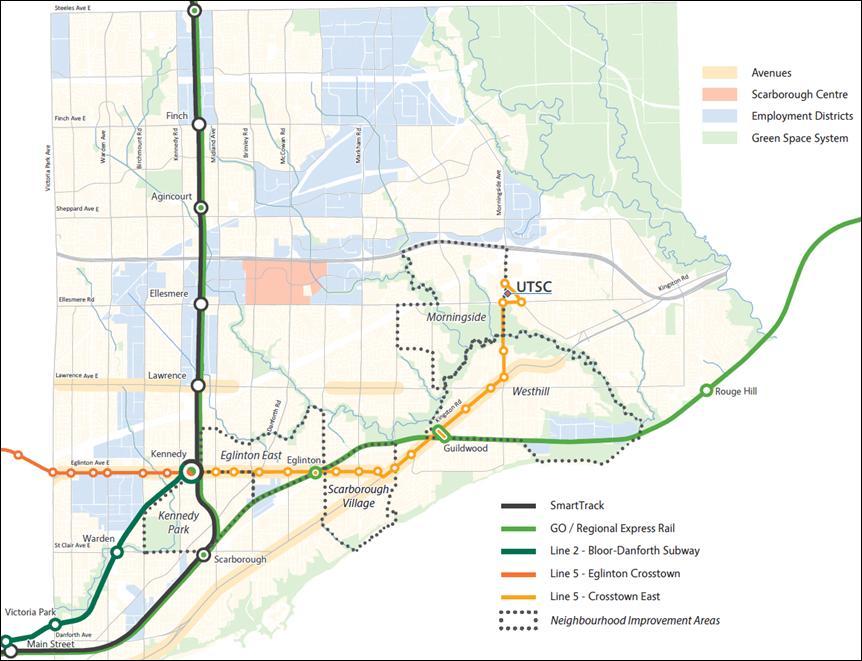 Scarborough Transit Expansion Optimized Transit Network Eglinton East LRT Work currently underway Detailed review of approved 2009 Environmental Assessment to confirm Service concept
