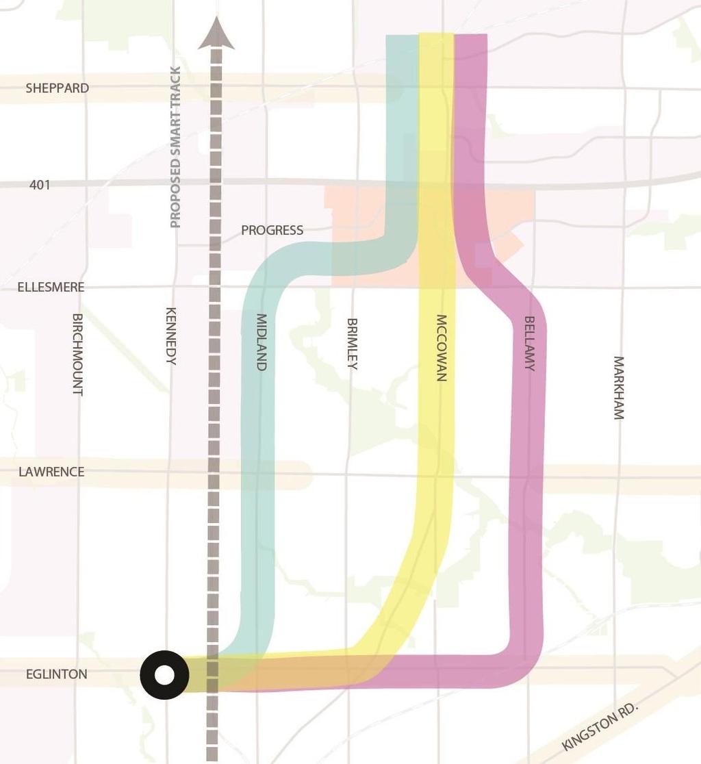 Scarborough Transit Expansion Background Since June 2015 McCowan corridor emerging as preferred based on Distance from SmartTrack Lawrence East Station