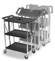 off during transport which saves operators money in food waste costs Black Fold N Go Cart 3 Shelf