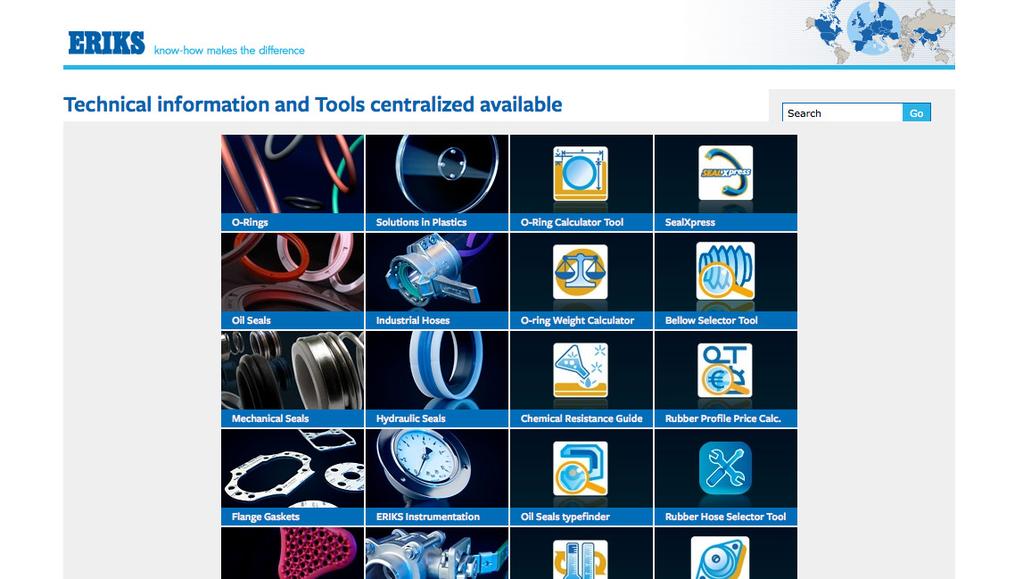 including technical datasheets and production methods. ERIKS offers different methods of interactive customer solutions.
