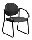 5 510/WG solid steel wire rod with Chrome finish Comfortably shaped black polypropylene seat and back Upholstered back cushion match front Easily stacks out of way when not in use Can stack up to 24