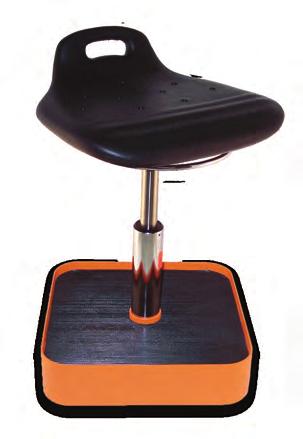 high gas lift and 17" diameter enamel disc base with polyurethane edging. (Seat: 12" D x 14" W) Height adjustment 26" to 34".