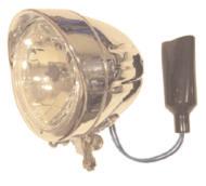 5 Bullet shaped bottom mount headlamp. Hooded rim. Clear lens with diamond cut reflector 12V 60/55W H4 bulb A.