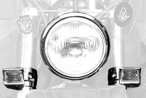 Per set of 2, in Point of Sale slide pack EMGO Mark II Lights Fork Mount Deco Lights Die-Cast and chrome plated. A hooded lens opening and wedge shape make the Mark II stand out from other lights.