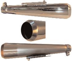 80-84041 Custom/Universal Muffler Simular to our 80-84043 (70T120/TR6) but with an extended inlet pipe which helps with fitment to OIF models.