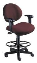 Model 241 is a low back chair that can be fitted with height adjustable arms and/or a foot rest with height extension kit.