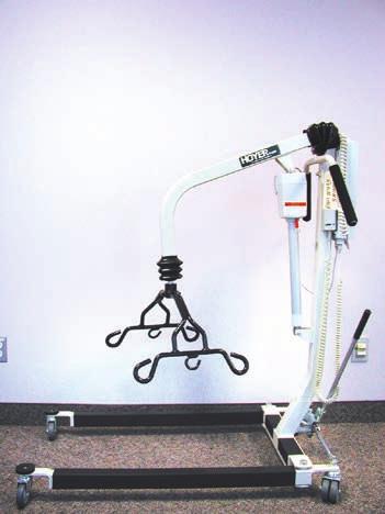 A C Lifting Systems Hydraulic Patient Lift Adjustable base, chrome finish, rotating pump handle, 23" to 34" opening, lift capacity 350 lbs, 4" casters.