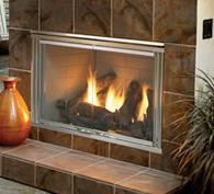 Dakota Outdoor Gas Fireplace Dakota 42 Includes: 60,000 Btu/Hour Input (NG) 53,000 Btu/Hour Input (LP) Stainless steel grate Standard glass doors Waterproof logs Waterproof refractory Manual gas
