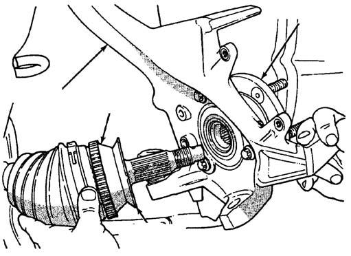 Safety Recall D55 Right Steering Knuckle Page 6 Service Procedure (Continued) 14. Turn the steering knuckle so that the front is facing as far outboard as possible.