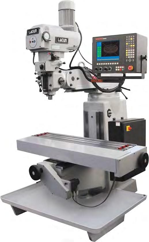 MILLMATIC II & III Series 2-Axis CNC with 3-Axis DRO & Manual Handwheel Control of X-Y Handle lever for Quill Z Movement MILLMATIC II & III Table size: 55.