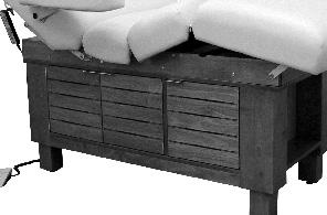 The large under-table cabinet provides storage for stacks of towels and other equipment and