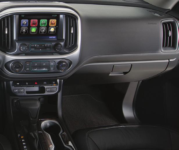 Infotainment System (8-inch* screen shownf) Climate Controls Driver s Heated Seat ButtonsF Tow/Haul ModeF/Diesel Exhaust Brake (if equipped)/ Traction Control and StabiliTrak/Hazard Warning Flashers