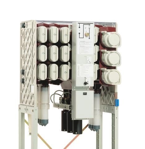 Circuit-breaker protected tee-off This switching unit (only available in the Magnefix MD4 design) is provided with a three phase vacuum circuitbreaker with an independant operating electronic