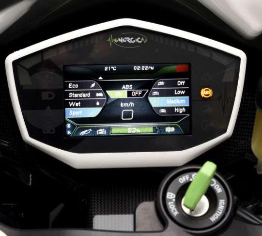 Dashboard The TFT full-color LCD dashboard on Energica motorcycles with 16.7 million display colors has excellent daytime and nighttime visibility.