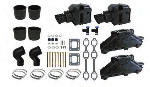 58222 Complete Set Two-piece Cast Iron Exhaust Manifolds and Risers (includes gaskets) 2 GLM No. 50750 Exhaust Elbows 2 GLM No. 89120 Exhaust Tube (Riser to Exhaust Elbow) 2 GLM No.
