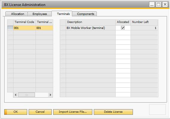 Picture 12: License Allocation When you are finished, press the Update button to save changes and then close