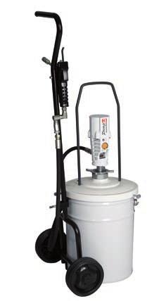 5 to 18 kg pails 424 152 PM3 air operated greaser with drum cart, for 20 kg pails 424 150 PM3 air operated greaser with drum