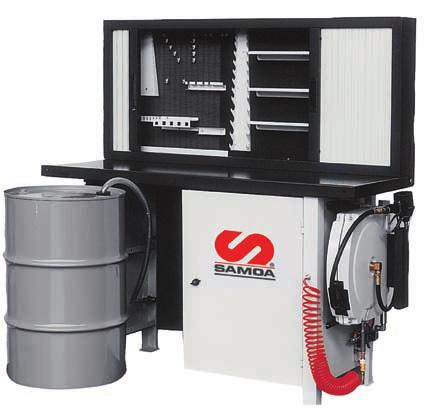 07 LUBRICATION BENCHES 450 000 450 010 Tool cabinet is an option LUBRICATION WORKBENCH SYSTEM 2 x 205 LITRE DRUMS Ready to use bench, with no need of assembly as all components are factory mounted.