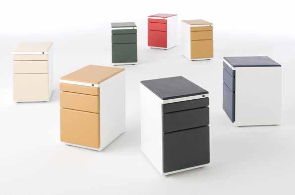 Davos Accessories Box/Mobile Pedestal Verde/Grano/Cremoso 25902 Pencil / Box / File Mobile Pedestal 15 w x 19 d x 25 1 /8 h Painted metal case, leather wrapped top and drawer fronts, lock and casters