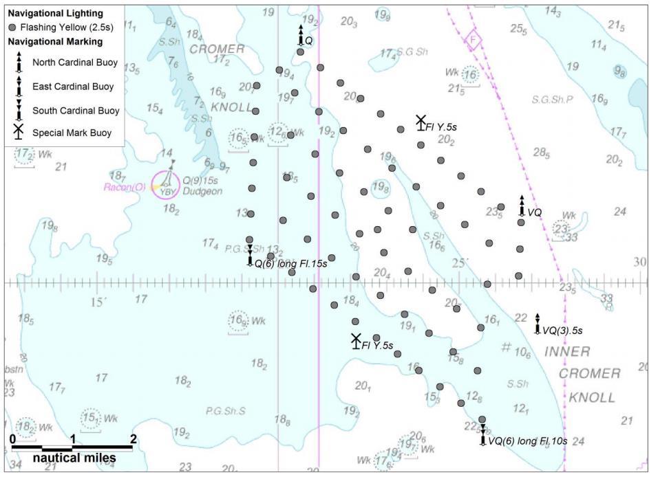SITE DETAILS Position of Navigation Buoys demarcating the Dudgeon Offshore Wind Farm site Mark Location Name Latitude Longitude Status Flash Character Code Range North Cardinal NW Cardinal N-DOW 53