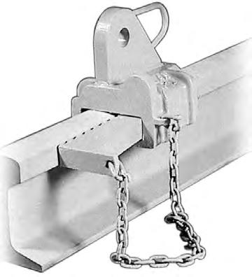 Rail Tugger has a self-locking wedge to tightly grab rail for easy pulling and positioning of rail lengths.