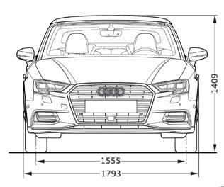 Audi A3 Cabriolet Dimensions in millimetres.