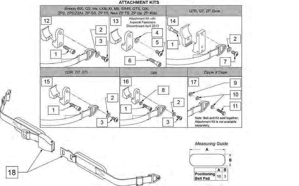 AIRCRAFT BUCKLE POSITIONING BELTS & ATTACHMENT KITS (01/2017) Note: some items listed may not be available with every chair model or in conjunction with another chair feature.
