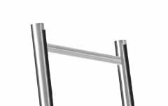 Leaning Ladder Scala 2 Ladder spar: ø 33 mm Rung: ø 25 mm Distance between rungs: ~ 250 mm Usable height: 1200 mm Load up to 150 kg Weight ~ 8-10 kg Material: Satin