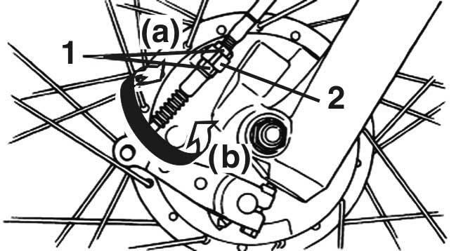 PERIODIC MAINTENANCE AND ADJUSTMENT 7 2. To increase the brake lever free play, turn the adjusting bolt in direction (a).