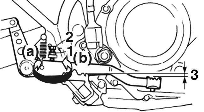 PERIODIC MAINTENANCE AND ADJUSTMENT 2. To increase the brake lever free play, turn the brake lever free play adjusting screw in direction (a).