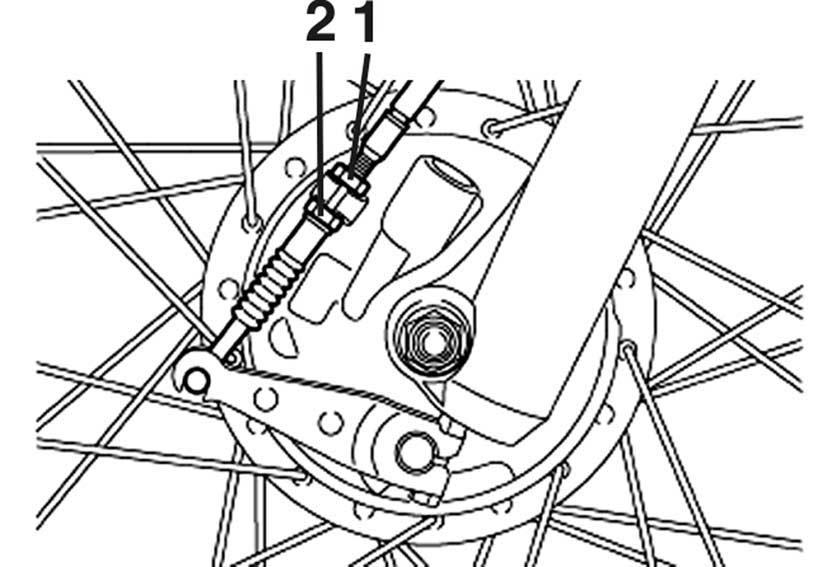PERIODIC MAINTENANCE AND ADJUSTMENT a jack either under each side of the frame in front of the rear wheel or under each side of the swingarm.