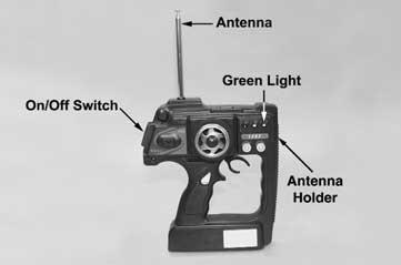 If there is no light on, turn the transmitter off and check to ensure that the battery holder is making contact with the copper 5 9. Raise the body posts to the upright position.