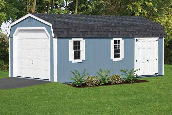 REGULAR 1 Car Garage Series 12'x24' highwall Duratemp Siding: Belmont Blue Options: Higher Garage