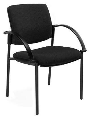 00 > Upholstered seat & back. > Stackable black metal frame.