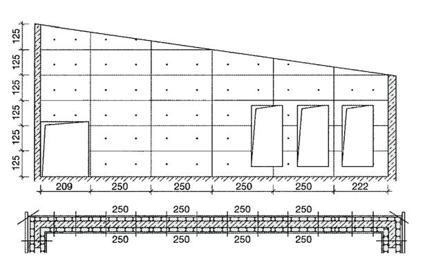 Rok Ercegovič VIDNI BETONI 2.4 Opaži 32 33 Nosilni opažni sistem in vrsta opažne plošče imata velik vpliv na videz betonske površine, zato morata biti predpisana v projektni dokumentaciji.