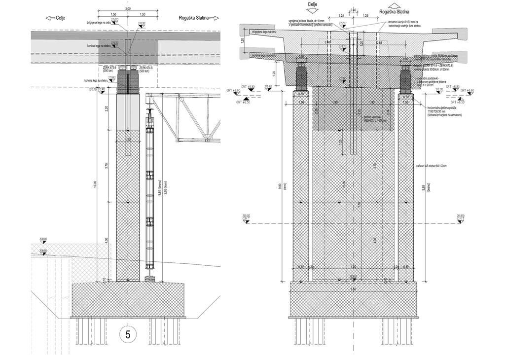 vgradijo armaturne palice izdela se opaž skozi odprtine, ki so puščene v prekladni konstrukciji (2 x o 150 mm + luknja strižnega trna) se dobetonira steber ko doseže beton