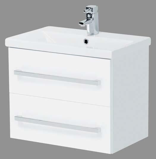38 Furniture Barcelona Collection Square 2 Drawer Floor Unit & Basin - White High Gloss White Soft Close Door Hinges Chrome Handles Tap not included Code Size Colour Ex VAT Inc VAT T197 600mm x