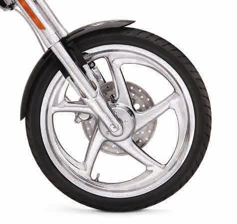 Cast of premium quality aluminum, the hub, spokes and rim are polished glass-smooth and finished in Mirror Chrome. 21" Front 40778-08 Mirror Chrome.
