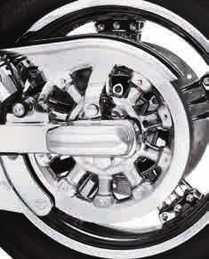 WHEELS 753 Custom Wheels & Rear Sprocket Covers C. CHROME DISC REAR WHEEL This meticulously polished and chrome-plated version of the Original Equipment solid rear wheel retains the raised rib design.