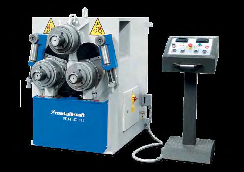 Ring bending machines PRM 80 FH Hydraulic ring bending machine for profiles and pipes Heavy welded construction made of steel Horizontal and vertical working option All 3 cylinders are driven