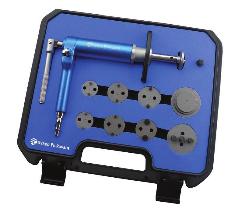 CALIPER TOOLS Air Assisted Caliper Piston Wind Back Tool Kit 03614000 Air operated ram applies pressure to the caliper piston, while the handle is rotated by