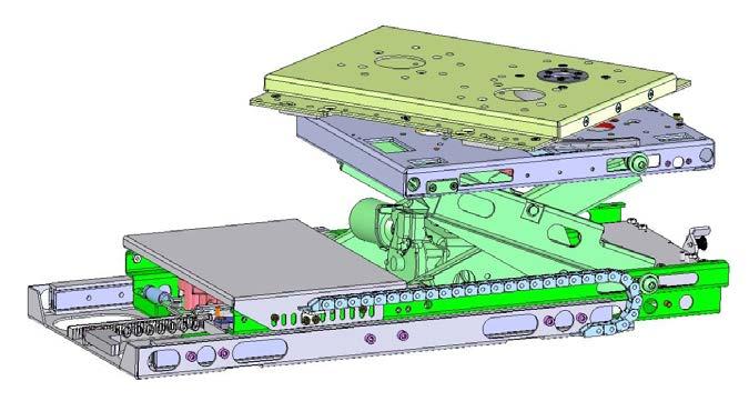 2nd3. PARAVAN transfer console with linear and height adjustment and a swivel device On this model the 700-mm linear adjustment and the 200-mm height adjustment