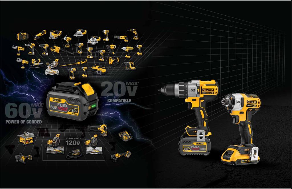 = COMPATIBILITY COMPATIBLE BATTERIES FLEXVOLT BATTERIES WORK WITH EXISTING 20V MAX* TOOLS. COMPATIBLE CHARGERS FLEXVOLT BATTERIES WORK WITH EXISTING 20V MAX* CHARGERS.