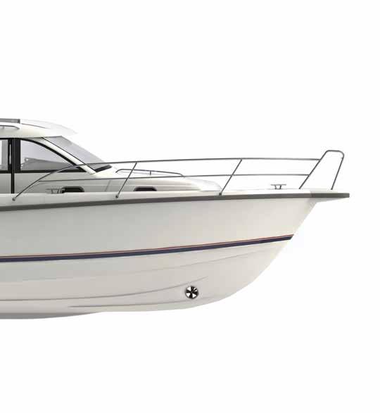 Sliding side-door with access to deep side deck from the helm. Also easy and safe step-off from boat with opening in the pulpits. Wide deep gang board running from stern to bow for safe passage.