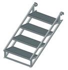 Steel-Staircase Tubular-Support Fully welded stair with steel grid treads. Stair is hooked over ledgers. Staircase rises 200 cm in a 257 cm bay.