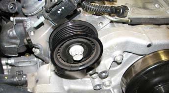 Use a 27mm wrench to remove the oil pressure sensor from the rear of the valley plate. 43.