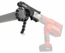 The Press Snap cutter works with all RIDGID standard press tools (CT-400, 320-E, RP 330-B and RP 330-C) to cut most 1½" to 4" soil pipe in seconds.