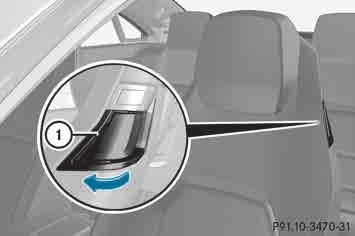 X Turn thumbwheel : in the direction of the front seat to lower the head restraints.