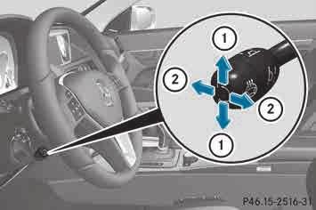 X Make sure that the SmartKey is in position 2 in the ignition lock. X To switch on: press the : button. Three red indicator lamps in the button light up.